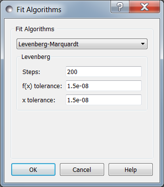 Levenberg-Marquardt option screen.