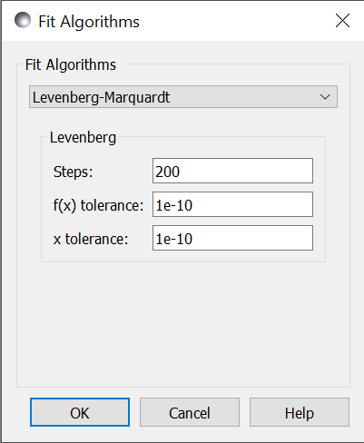 Levenberg-Marquardt option screen.